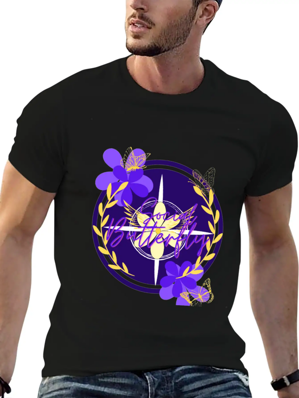 Social Butterfly Breathable Graphic T-Shirt – Perfect For Casual Days