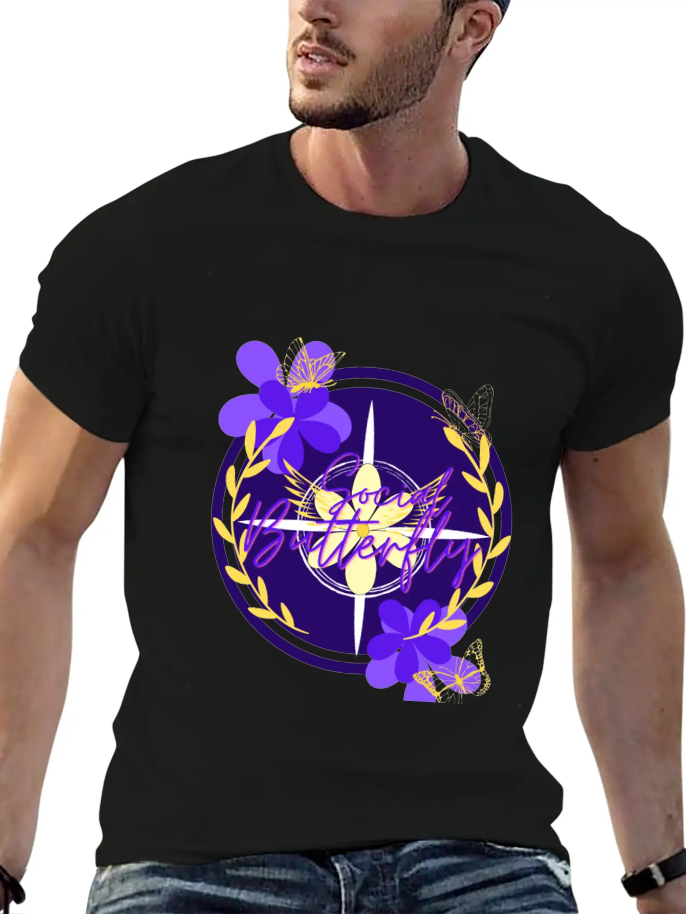 Social Butterfly Breathable Graphic T-Shirt – Perfect For Casual Days