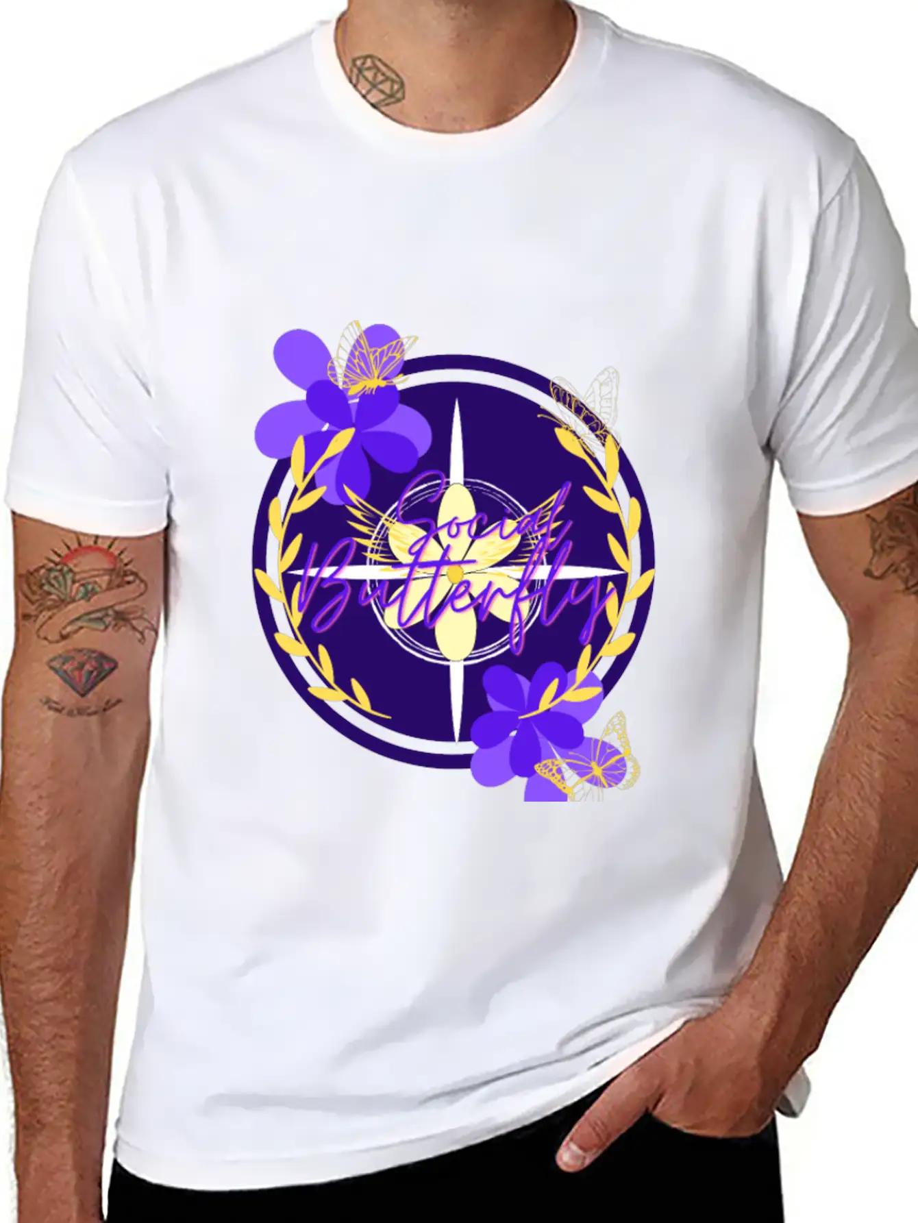 Social Butterfly Breathable Graphic T-Shirt – Perfect For Casual Days