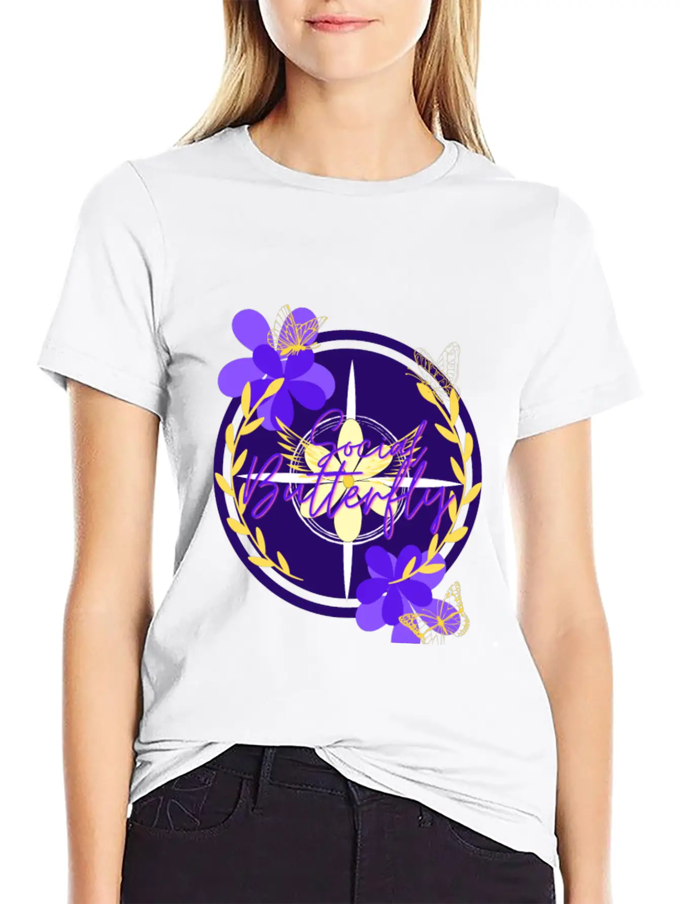 Social Butterfly Breathable Graphic T-Shirt – Perfect For Casual Days
