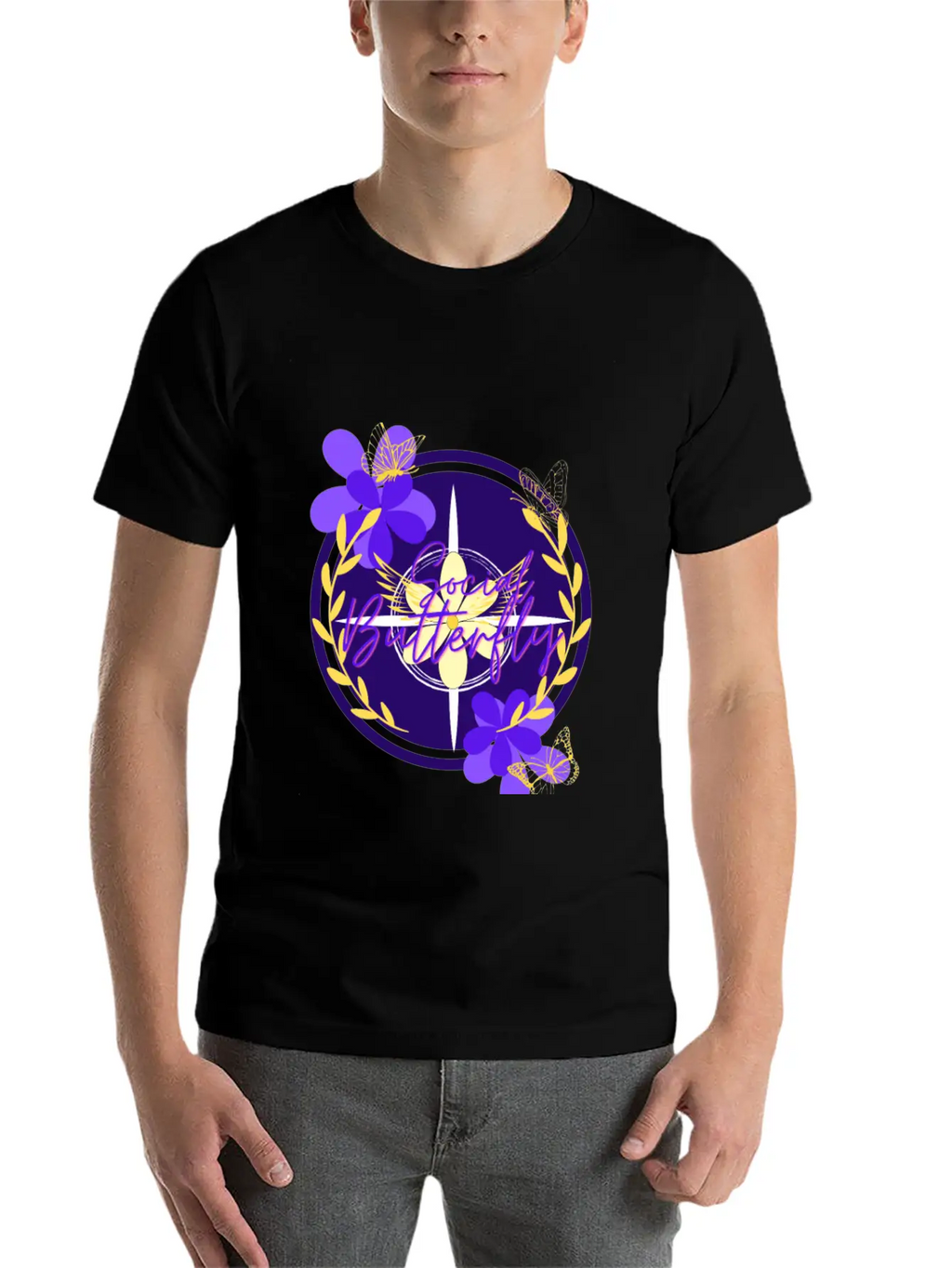 Social Butterfly Breathable Graphic T-Shirt – Perfect For Casual Days