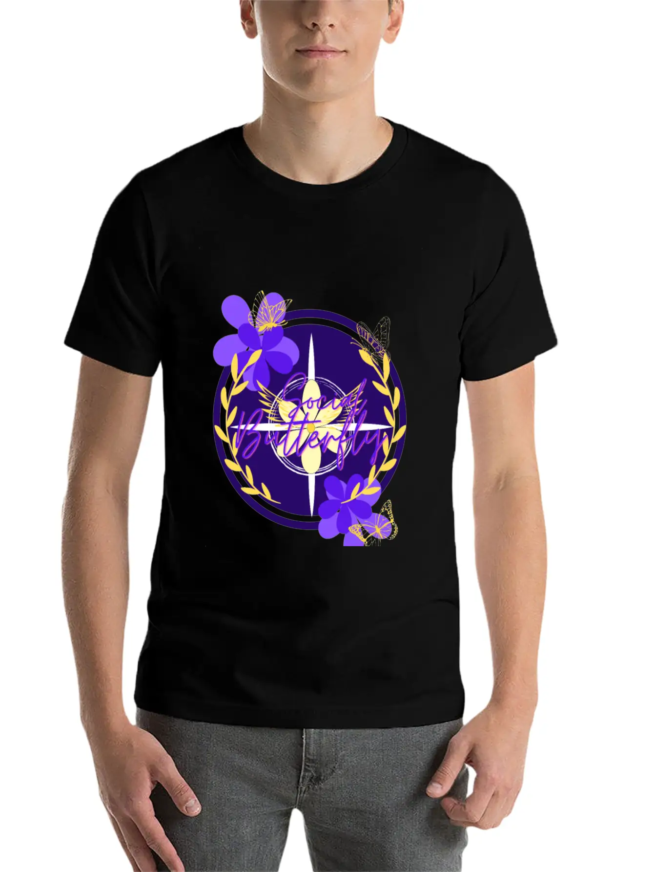 Social Butterfly Breathable Graphic T-Shirt – Perfect For Casual Days