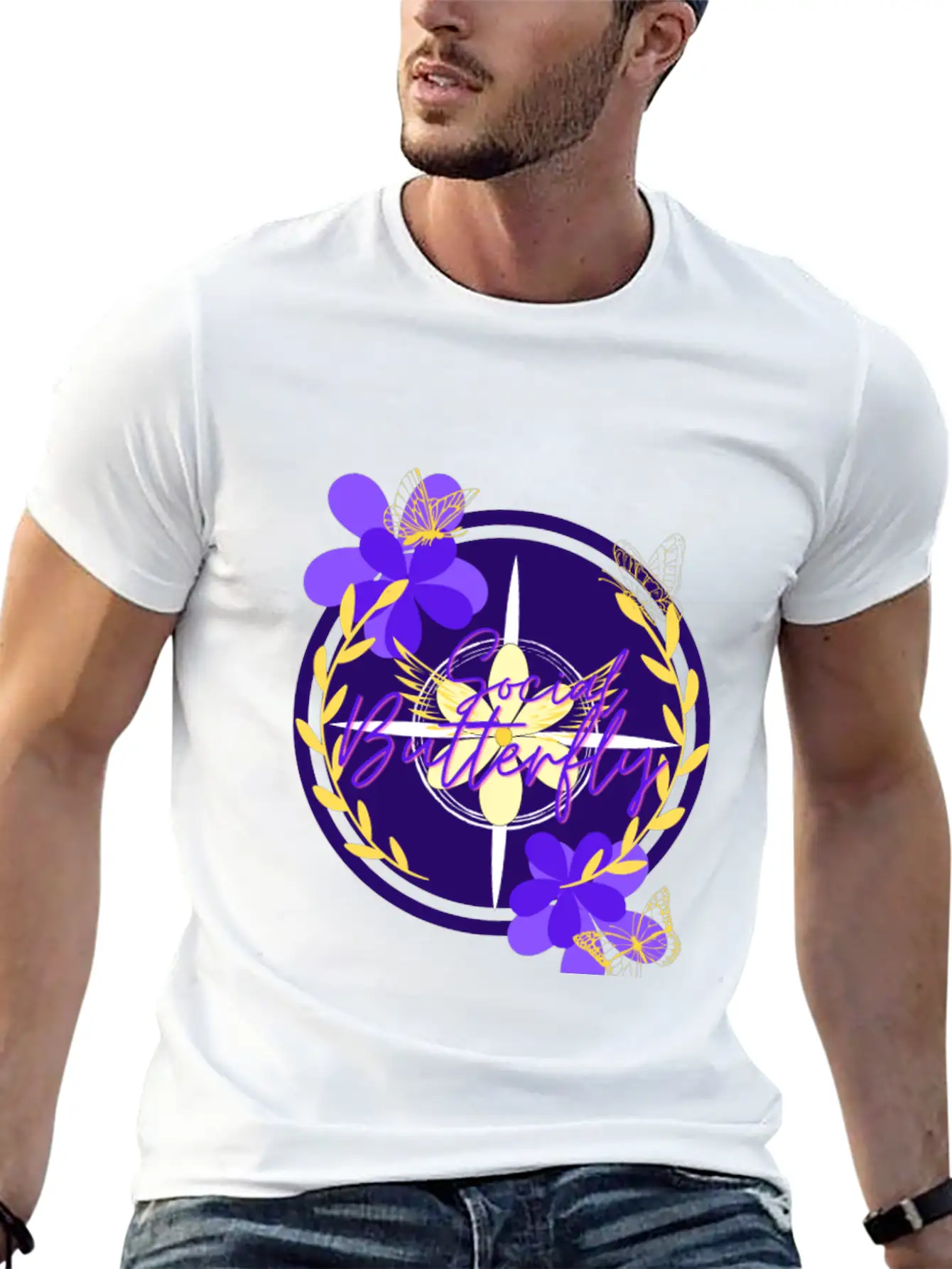Social Butterfly Breathable Graphic T-Shirt – Perfect For Casual Days