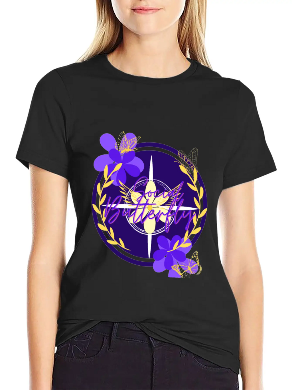 Social Butterfly Breathable Graphic T-Shirt – Perfect For Casual Days