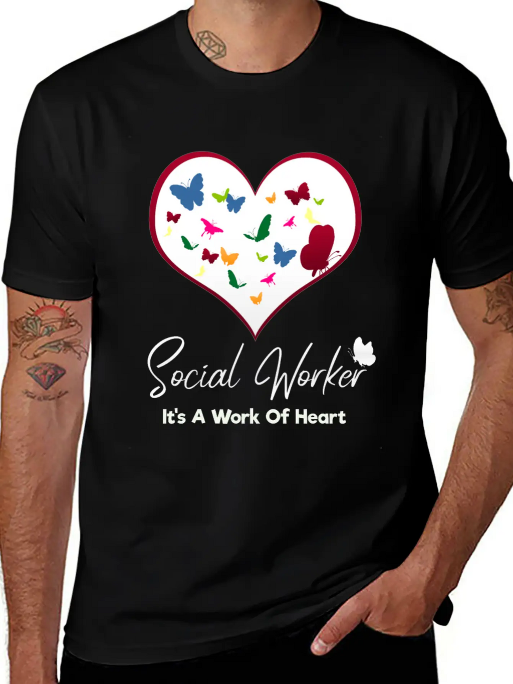 Social Worker It's A Work Of Heart Breathable Graphic T-Shirt – Perfect For Casual Days