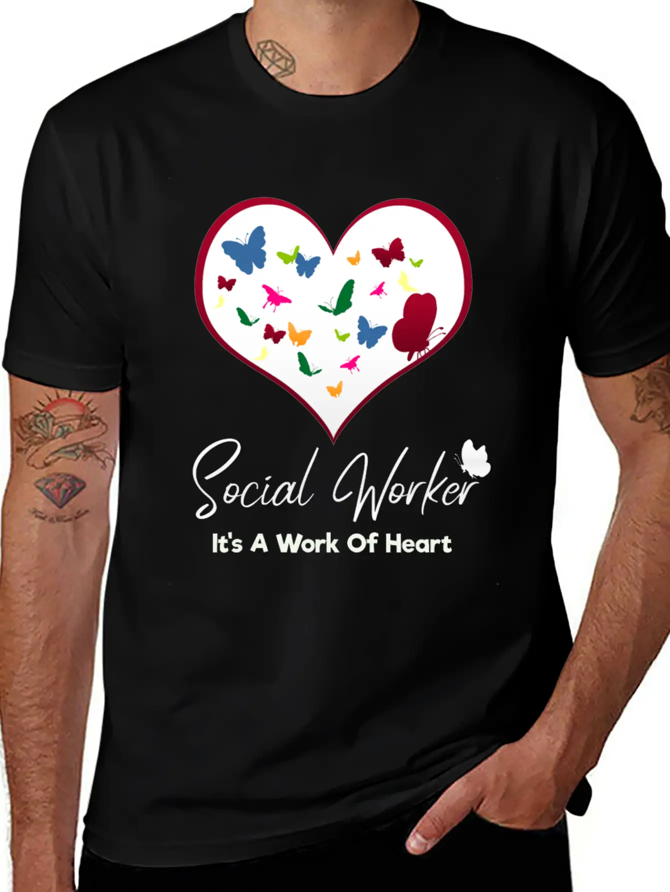 Social Worker It's A Work Of Heart Breathable Graphic T-Shirt – Perfect For Casual Days