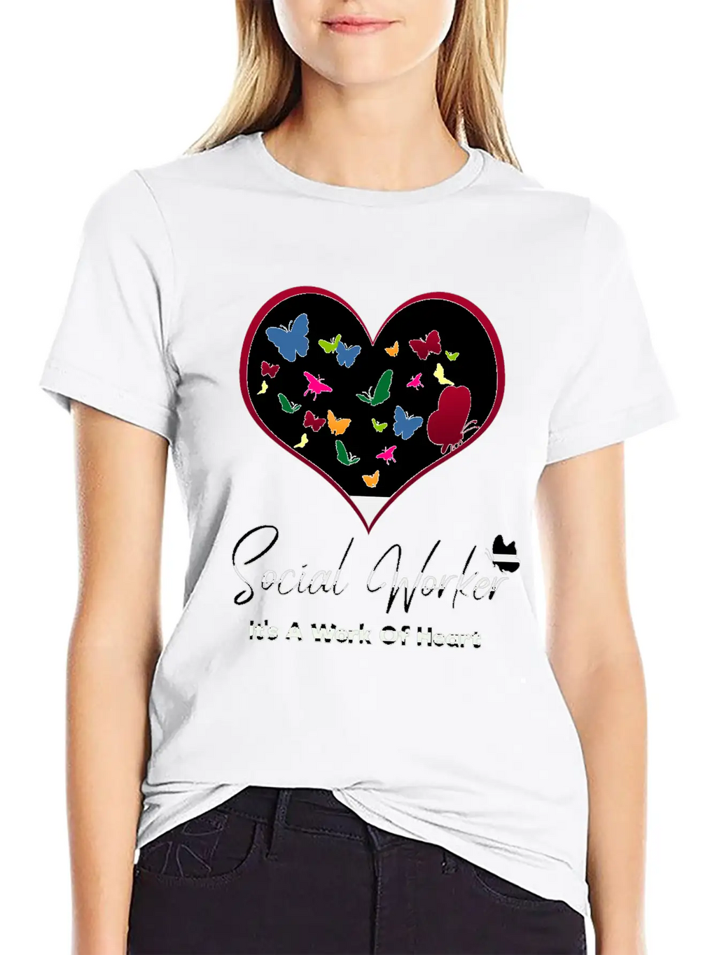 Social Worker It's A Work Of Heart Breathable Graphic T-Shirt – Perfect For Casual Days