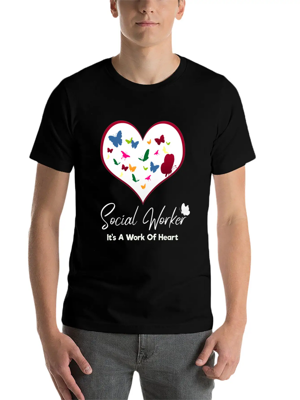 Social Worker It's A Work Of Heart Breathable Graphic T-Shirt – Perfect For Casual Days