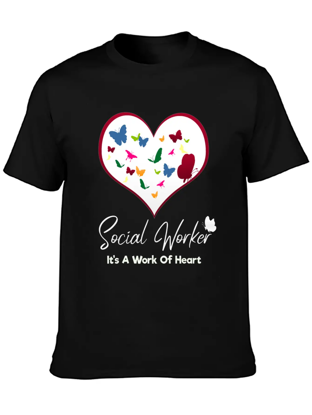 Social Worker It's A Work Of Heart Breathable Graphic T-Shirt – Perfect For Casual Days