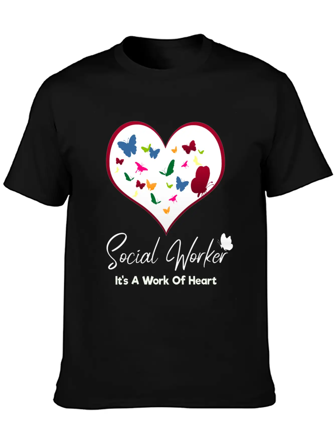 Social Worker It's A Work Of Heart Breathable Graphic T-Shirt – Perfect For Casual Days