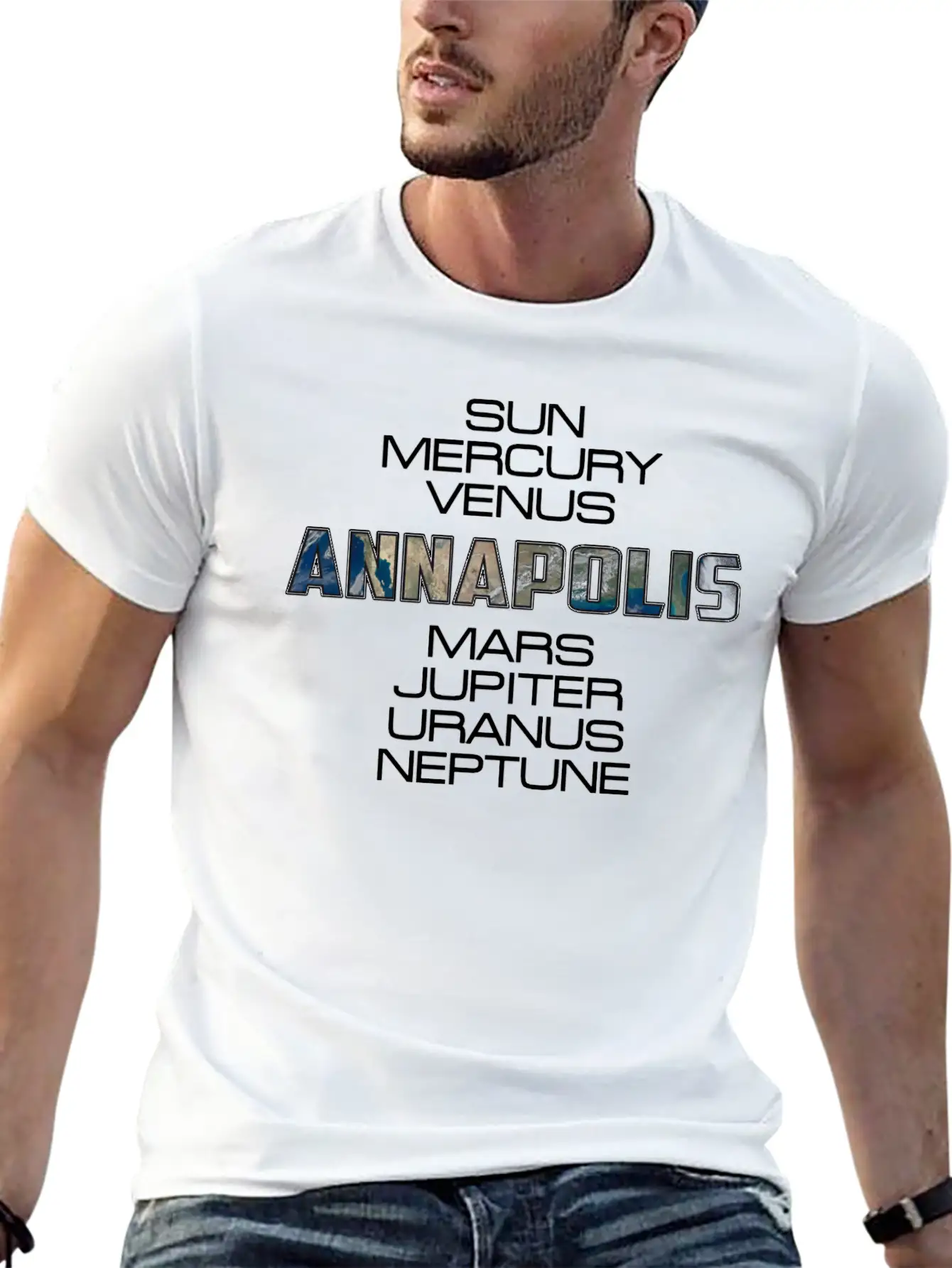 Solar System Planet Earth Annapolis Gift Timeless Short Sleeve Tee – Comfy And Minimalist Design