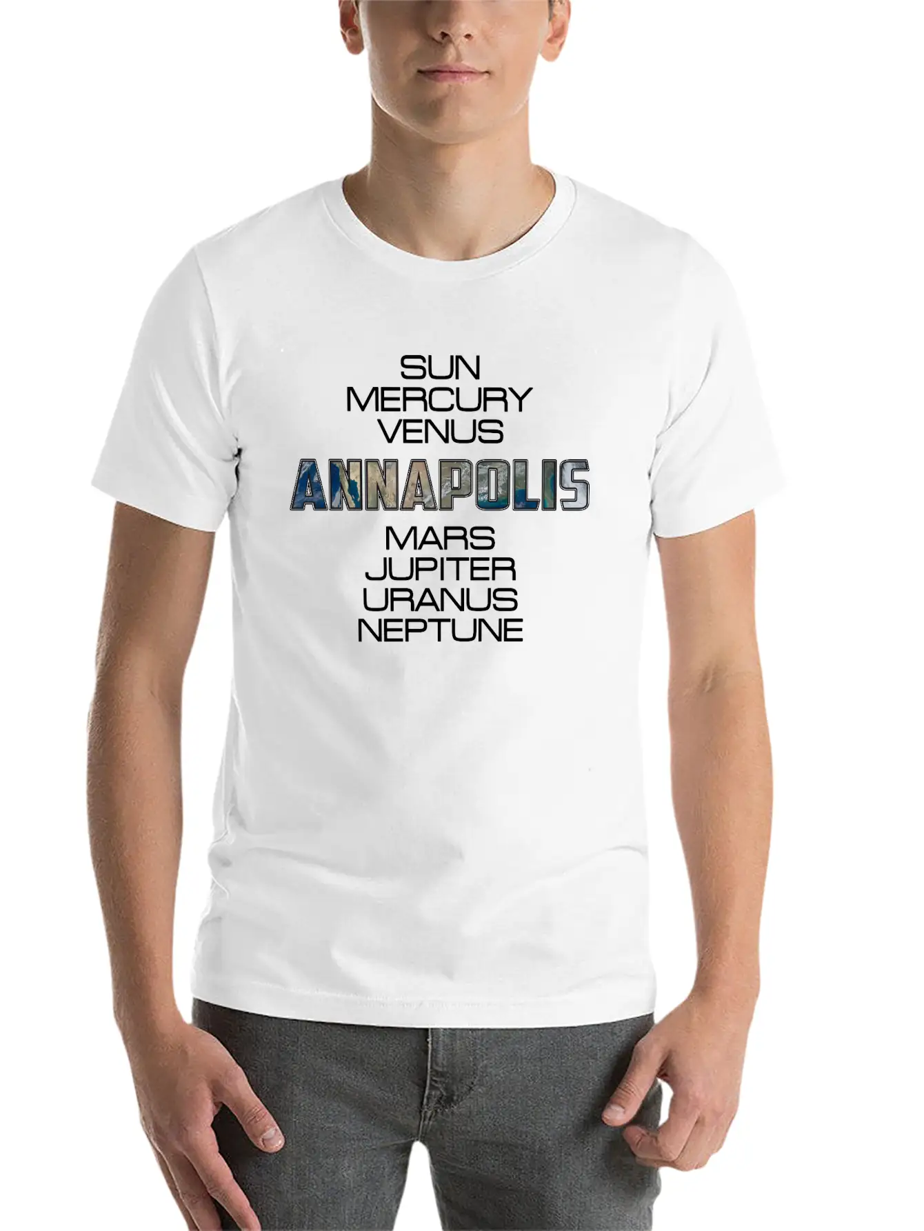 Solar System Planet Earth Annapolis Gift Timeless Short Sleeve Tee – Comfy And Minimalist Design