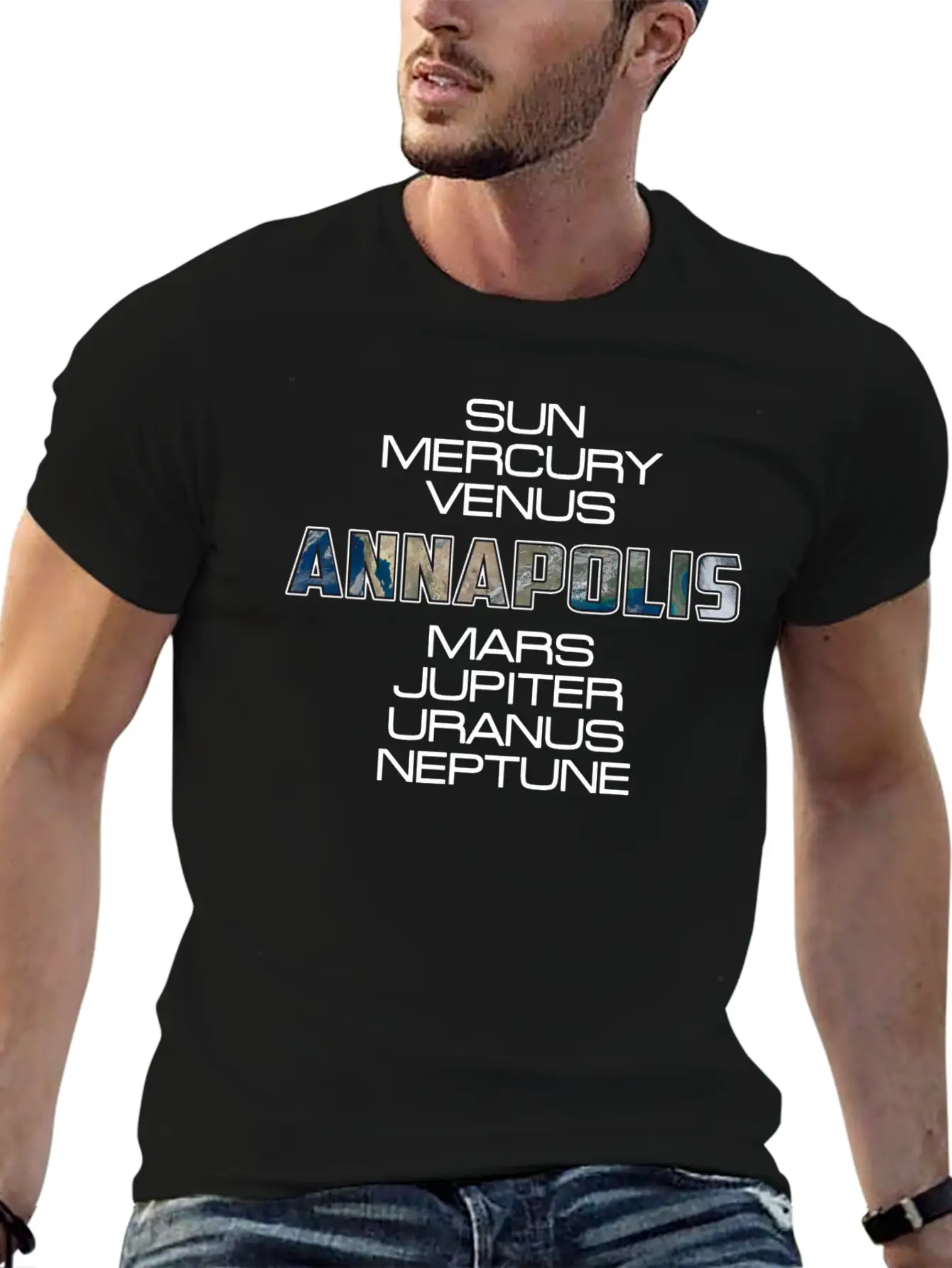 Solar System Planet Earth Annapolis Gift Timeless Short Sleeve Tee – Comfy And Minimalist Design