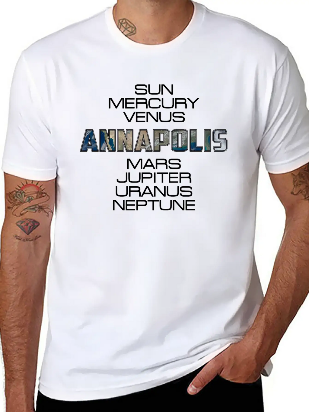 Solar System Planet Earth Annapolis Gift Timeless Short Sleeve Tee – Comfy And Minimalist Design