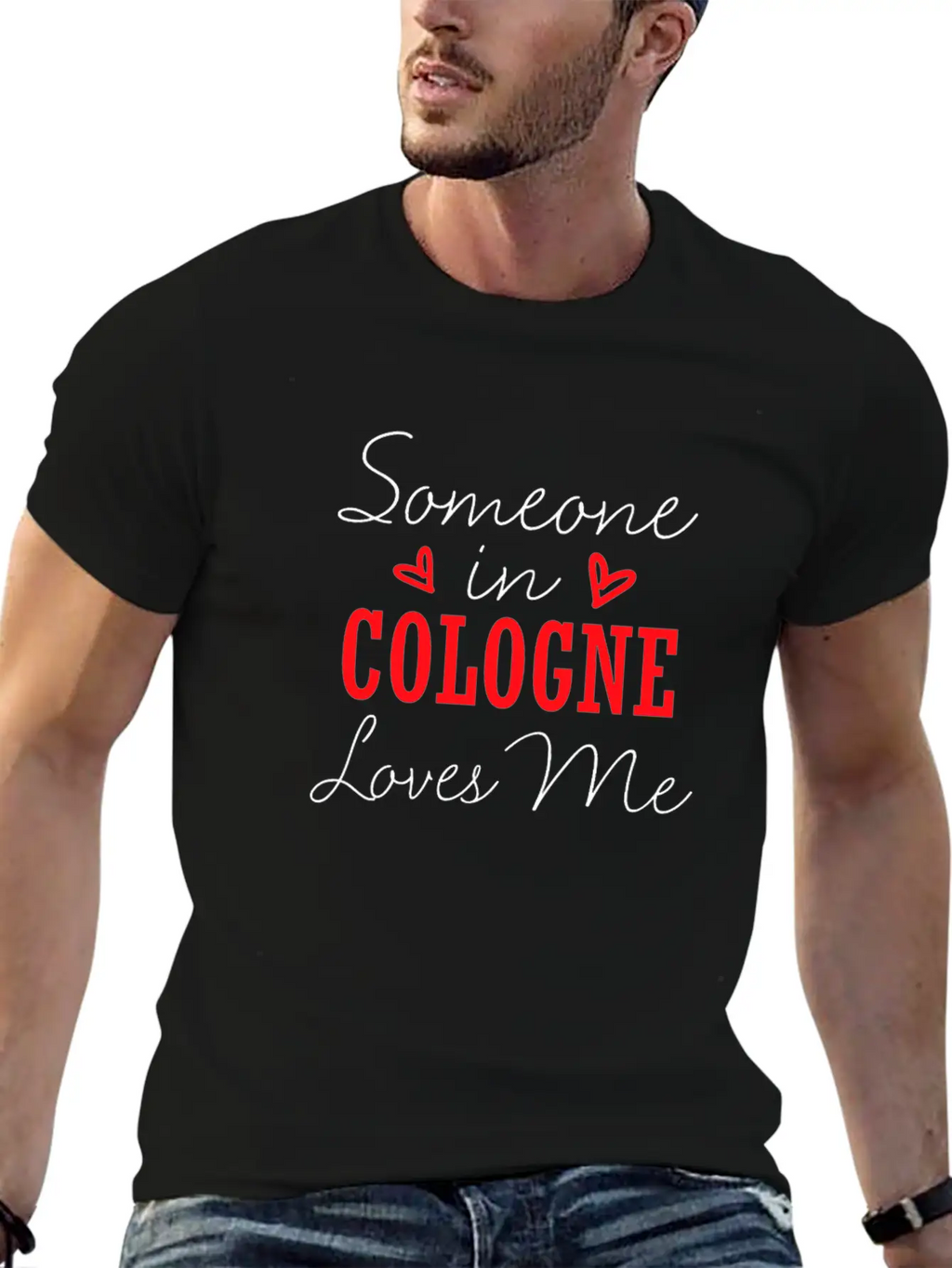 Someone In Cologne Loves Me Relationship Couple Ge Basic Graphic T-Shirt – Daily Comfort In Soft Cotton