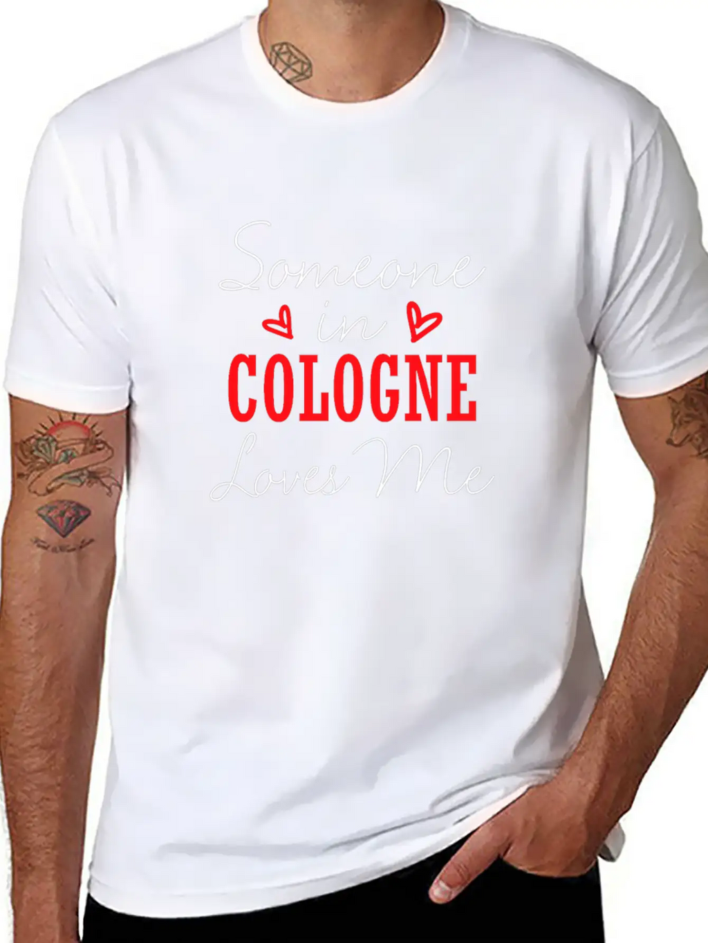 Someone In Cologne Loves Me Relationship Couple Ge Basic Graphic T-Shirt – Daily Comfort In Soft Cotton