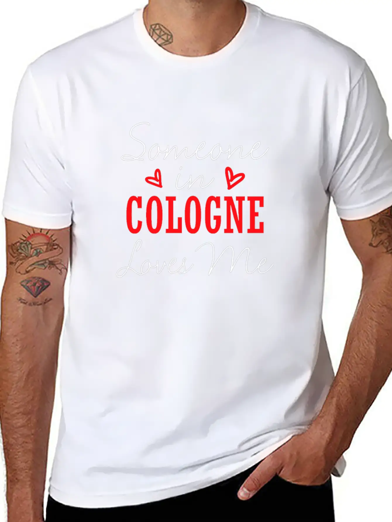 Someone In Cologne Loves Me Relationship Couple Ge Basic Graphic T-Shirt – Daily Comfort In Soft Cotton