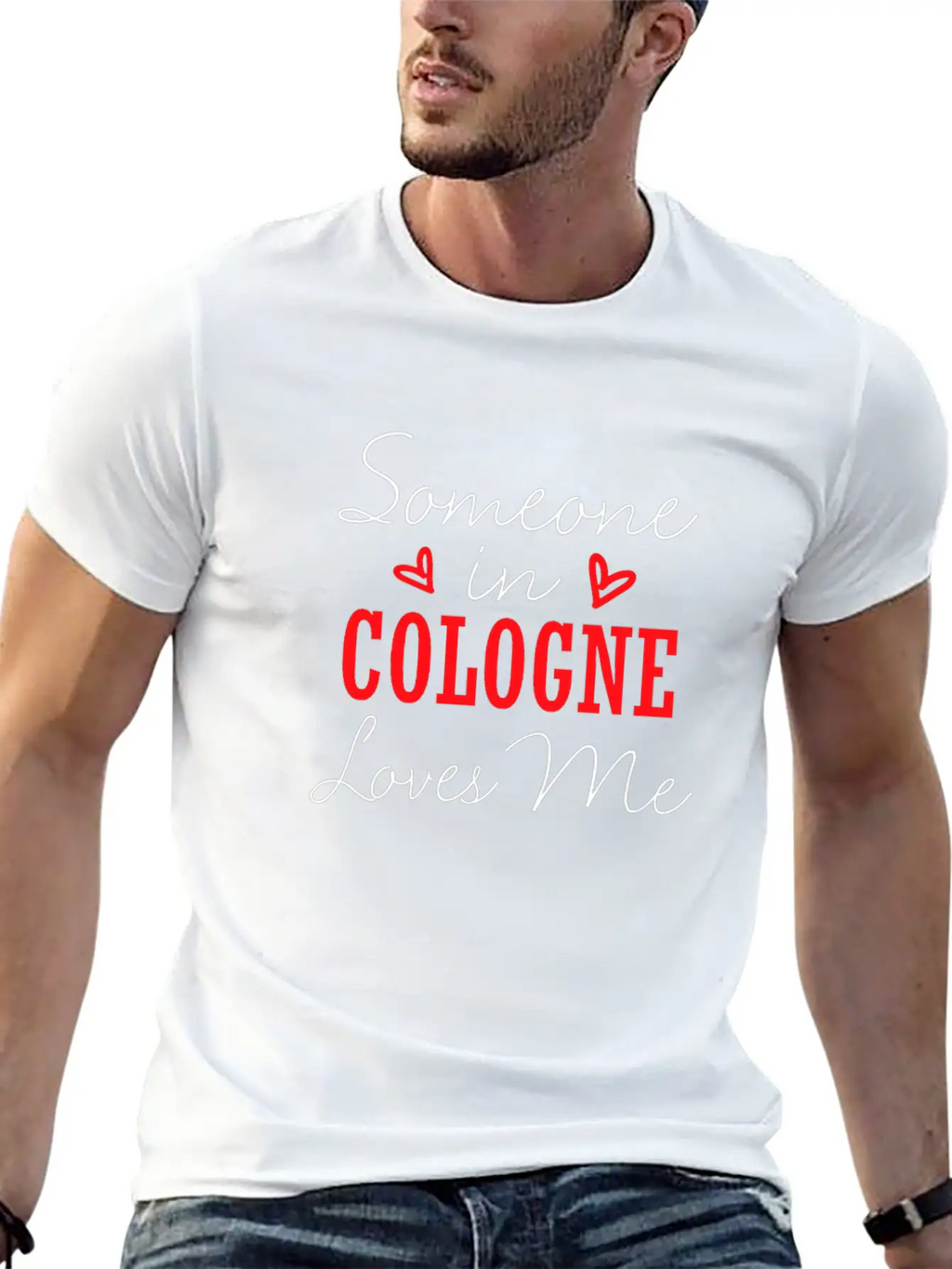 Someone In Cologne Loves Me Relationship Couple Ge Basic Graphic T-Shirt – Daily Comfort In Soft Cotton