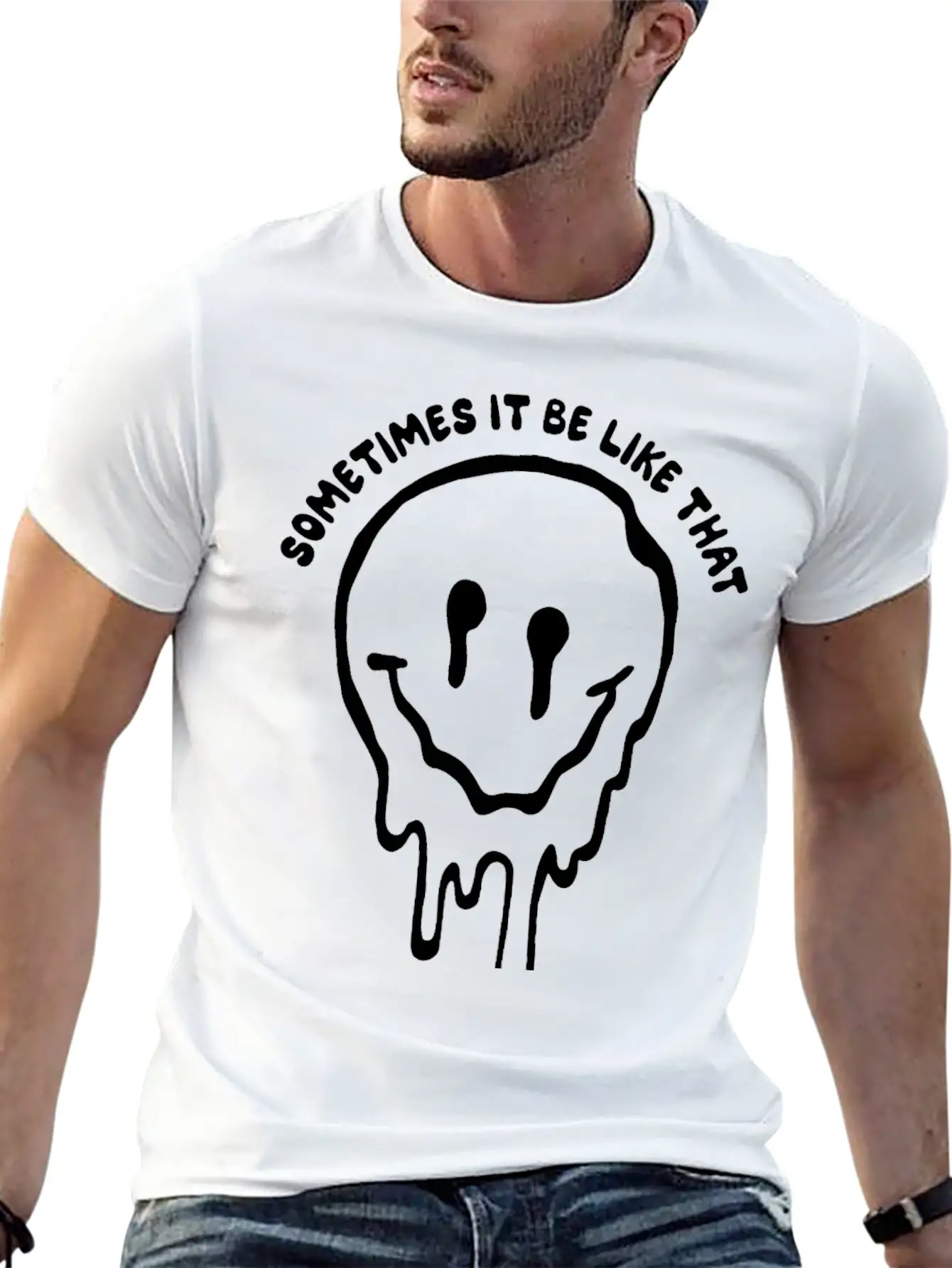 Sometimes It Be Like That Melted Face Classic Cotton Tee – Unisex Comfort For Any Season