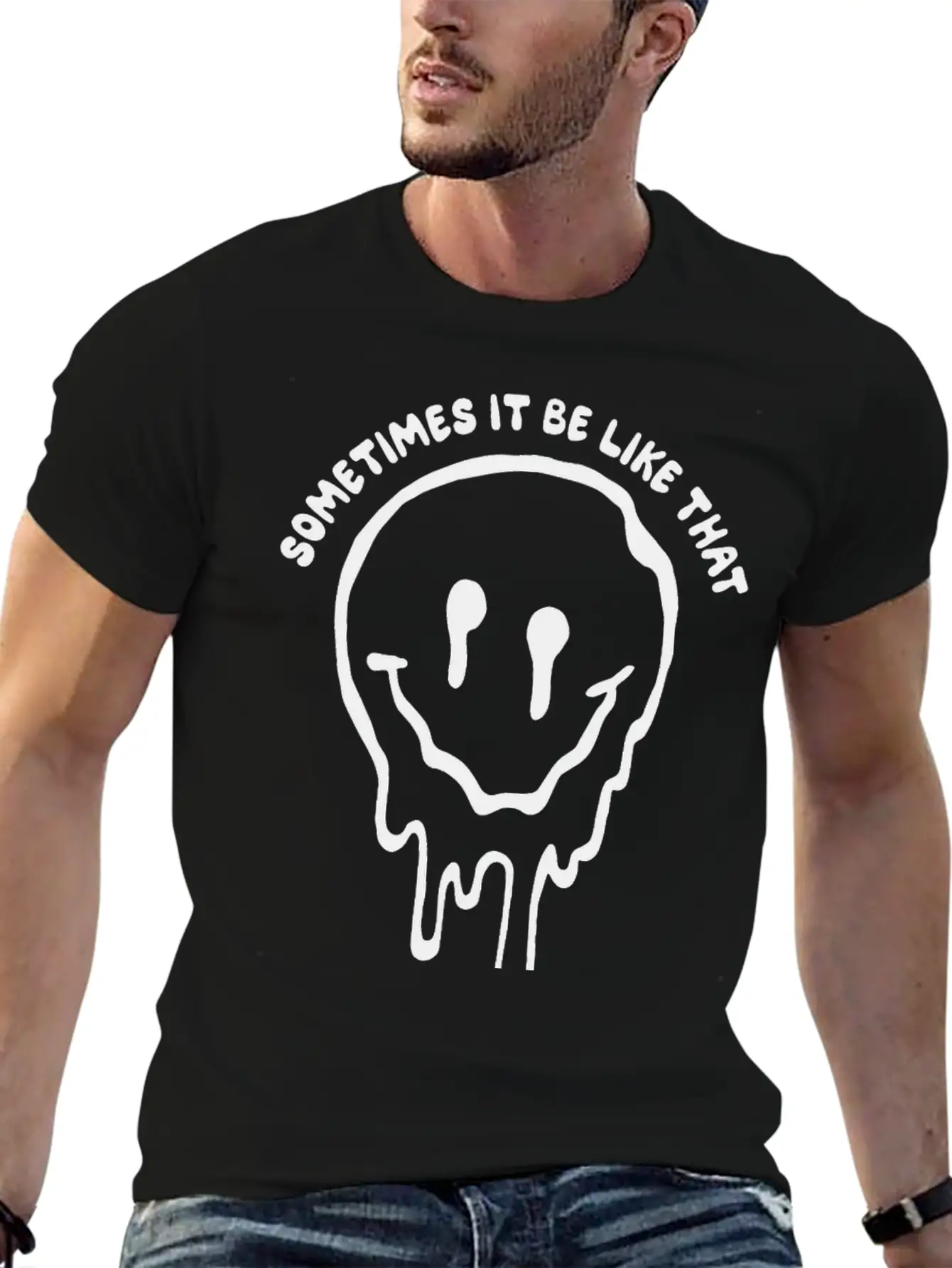 Sometimes It Be Like That Melted Face Classic Cotton Tee – Unisex Comfort For Any Season