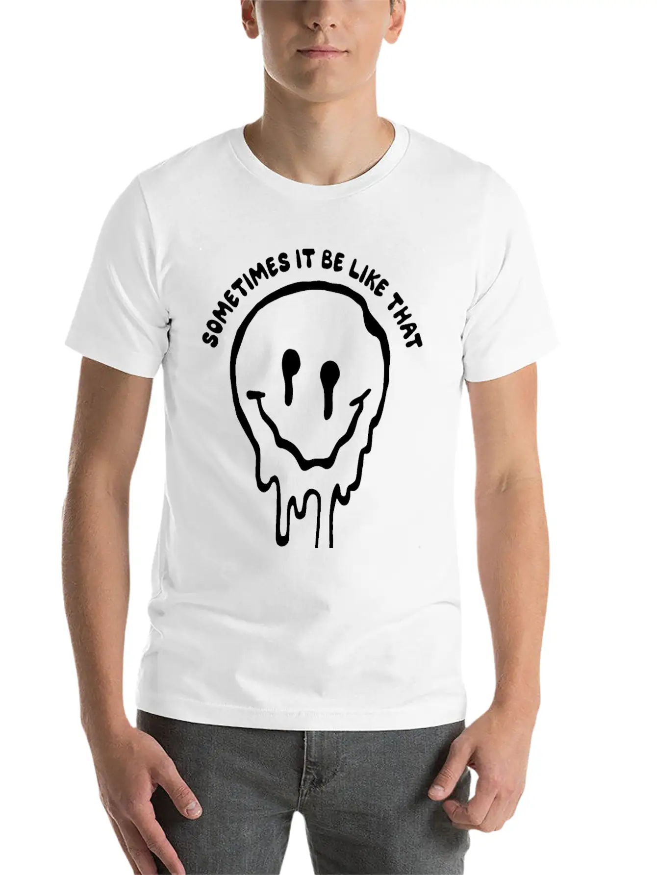 Sometimes It Be Like That Melted Face Classic Cotton Tee – Unisex Comfort For Any Season