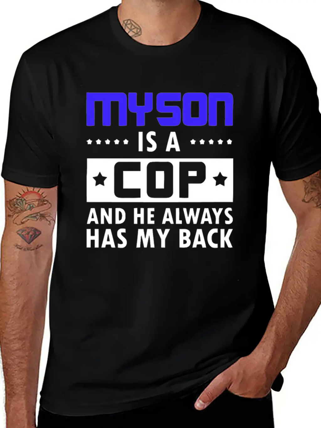 Sons Cop He Has Back Police Officer Stylish Everyday T-Shirt – Unisex Basic Cotton Tee