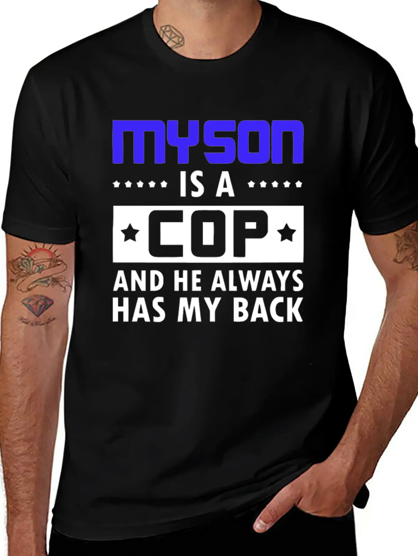 Sons Cop He Has Back Police Officer Stylish Everyday T-Shirt – Unisex Basic Cotton Tee