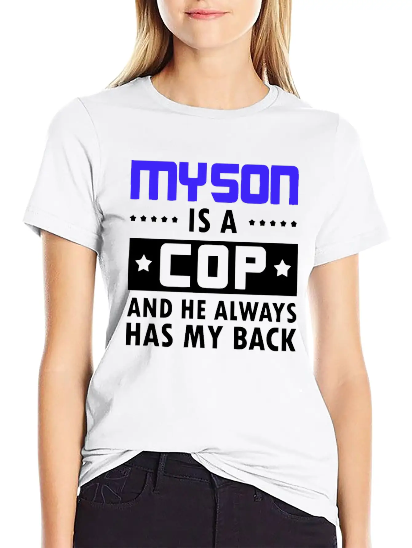 Sons Cop He Has Back Police Officer Stylish Everyday T-Shirt – Unisex Basic Cotton Tee
