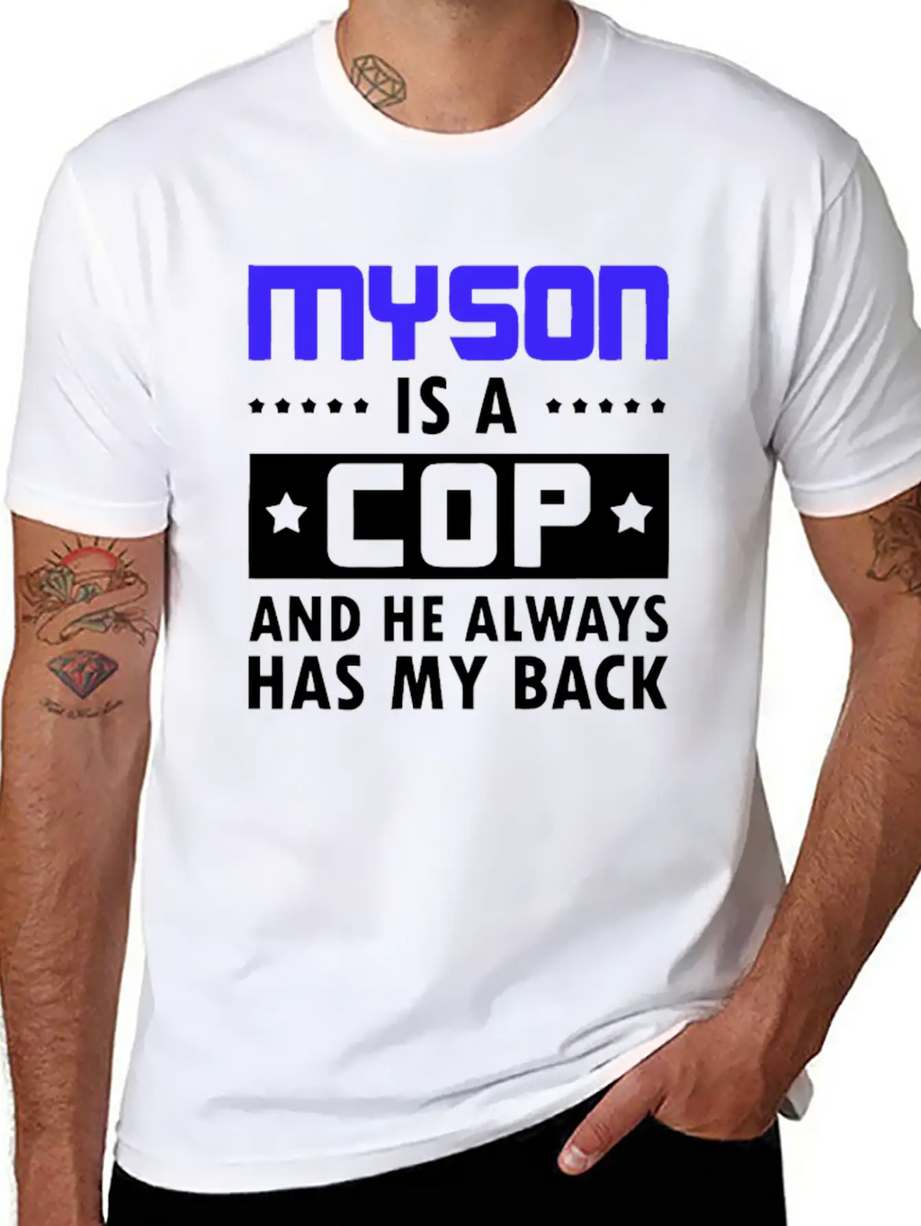 Sons Cop He Has Back Police Officer Stylish Everyday T-Shirt – Unisex Basic Cotton Tee