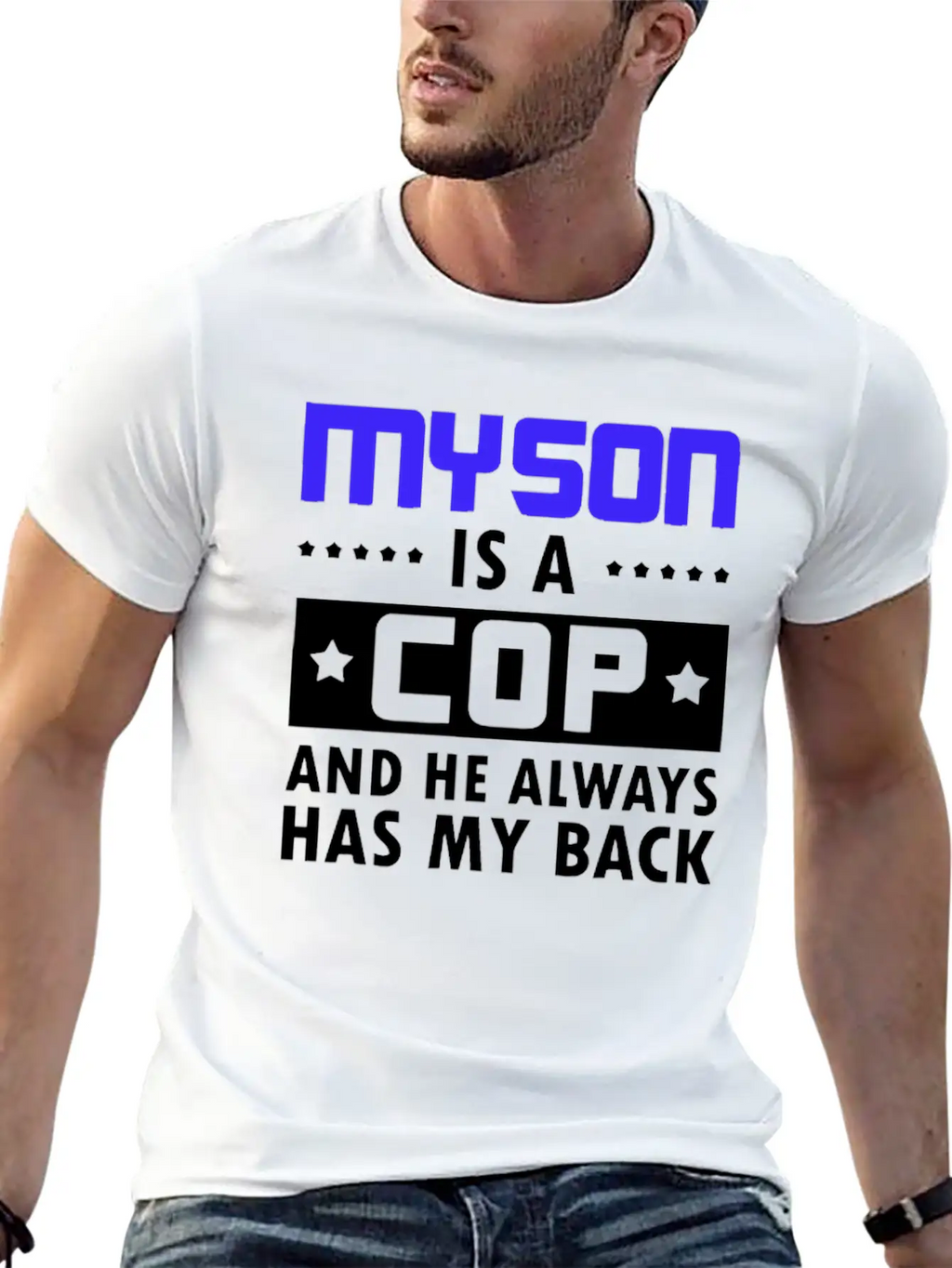 Sons Cop He Has Back Police Officer Stylish Everyday T-Shirt – Unisex Basic Cotton Tee