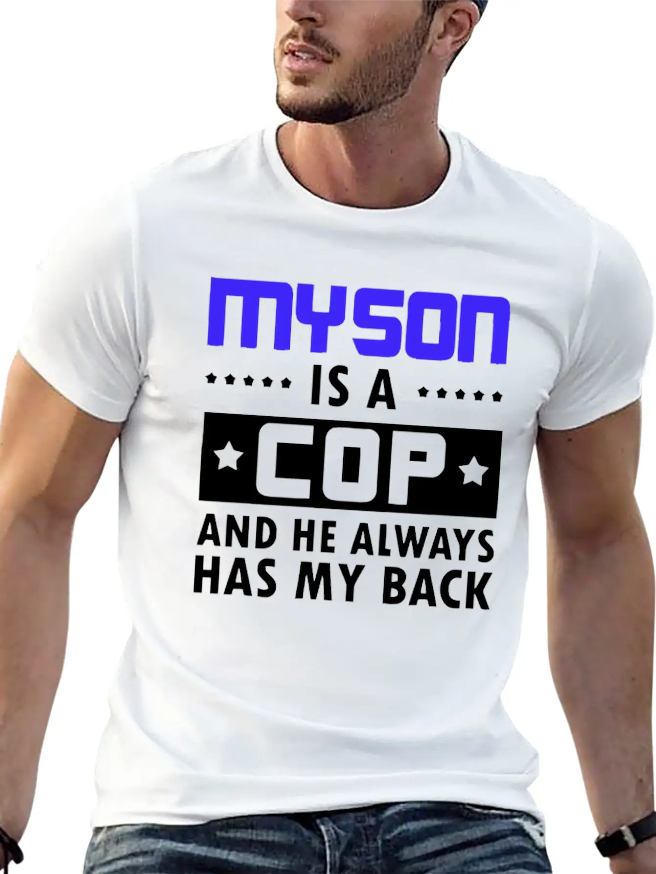 Sons Cop He Has Back Police Officer Stylish Everyday T-Shirt – Unisex Basic Cotton Tee