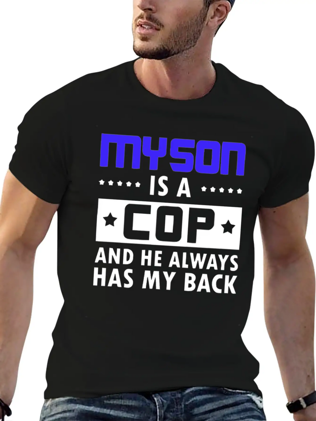 Sons Cop He Has Back Police Officer Stylish Everyday T-Shirt – Unisex Basic Cotton Tee