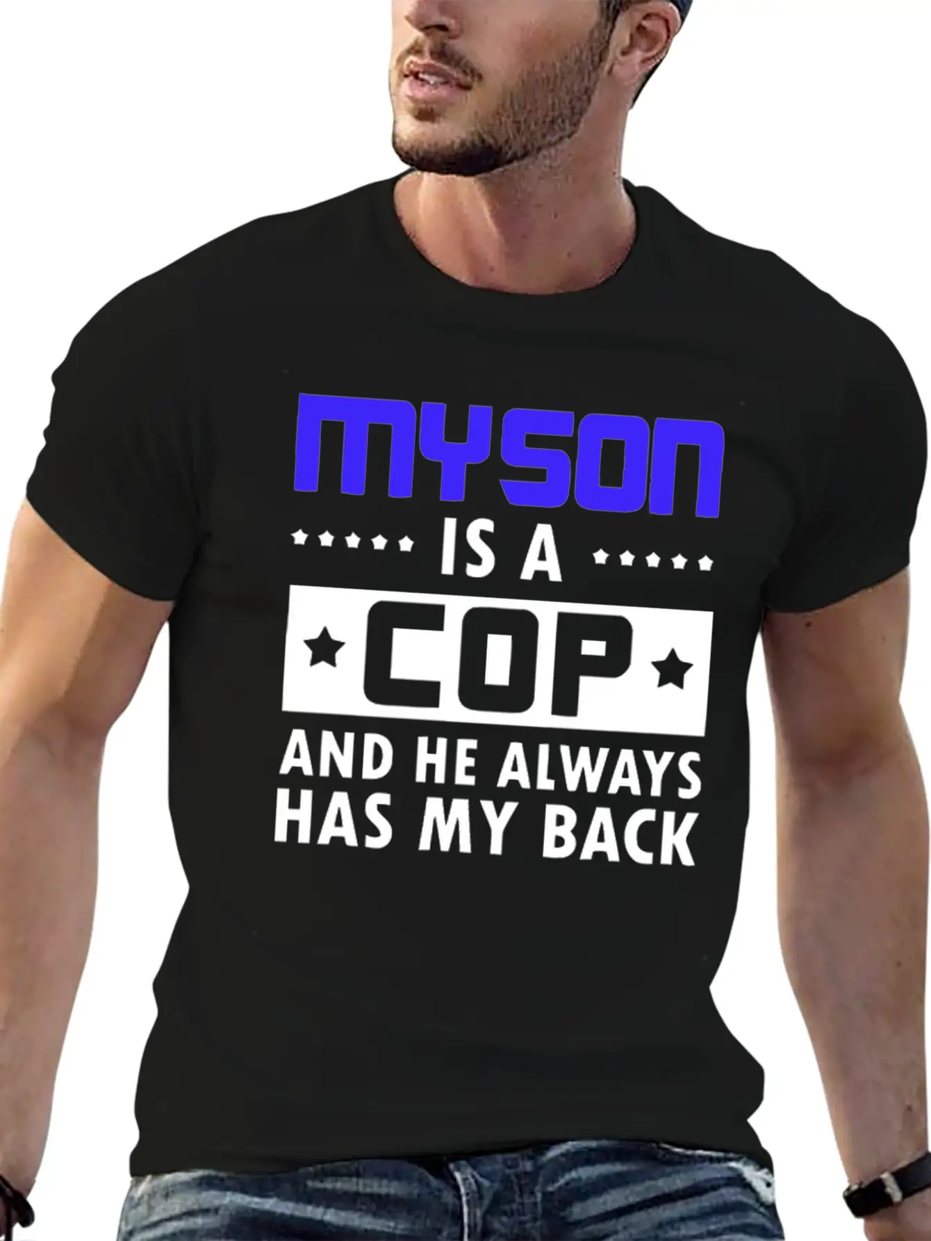 Sons Cop He Has Back Police Officer Stylish Everyday T-Shirt – Unisex Basic Cotton Tee