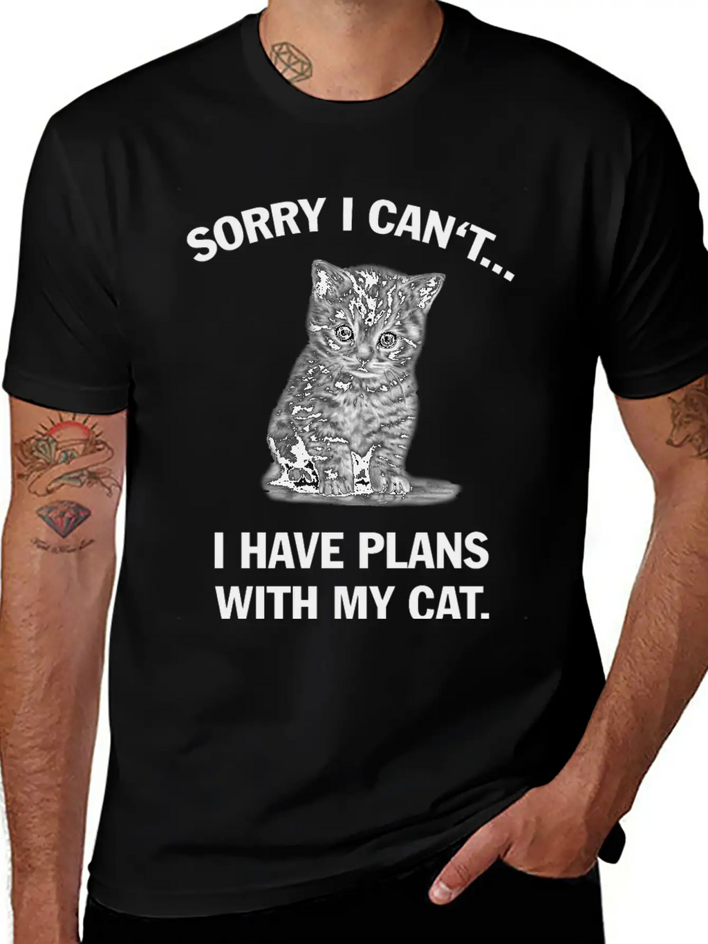 Sorry I Can't I Have Plans With My Cat Unisex Casual T-Shirt – Clean Design For Daily Comfort