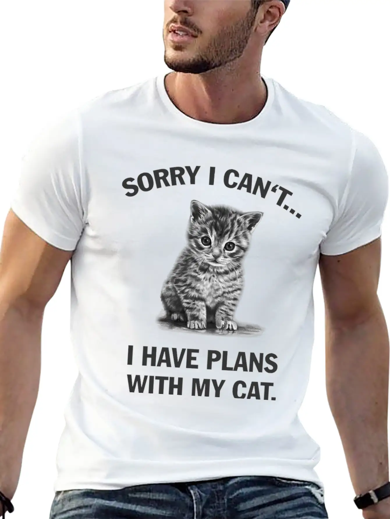Sorry I Can't I Have Plans With My Cat Unisex Casual T-Shirt – Clean Design For Daily Comfort