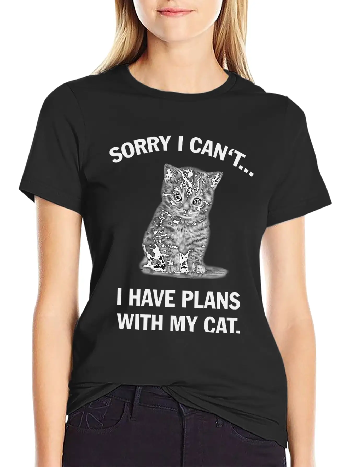 Sorry I Can't I Have Plans With My Cat Unisex Casual T-Shirt – Clean Design For Daily Comfort
