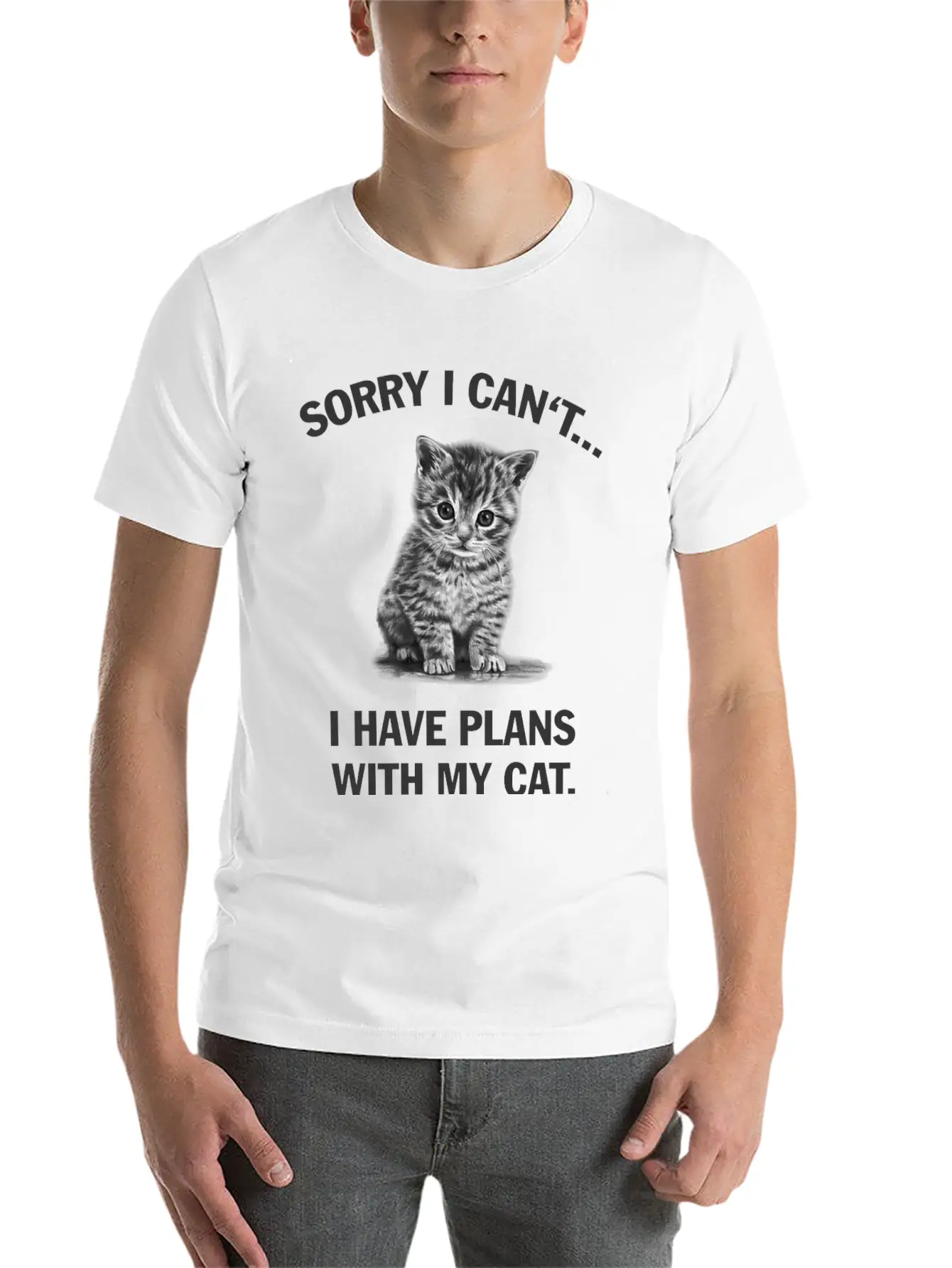Sorry I Can't I Have Plans With My Cat Unisex Casual T-Shirt – Clean Design For Daily Comfort
