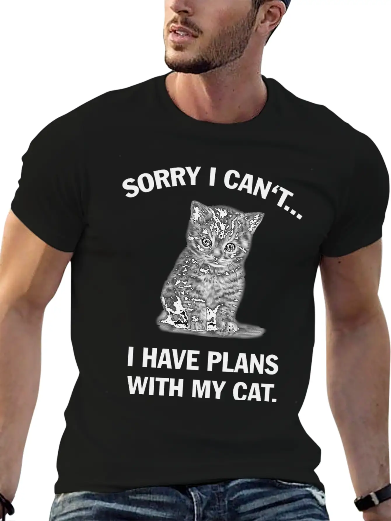 Sorry I Can't I Have Plans With My Cat Unisex Casual T-Shirt – Clean Design For Daily Comfort