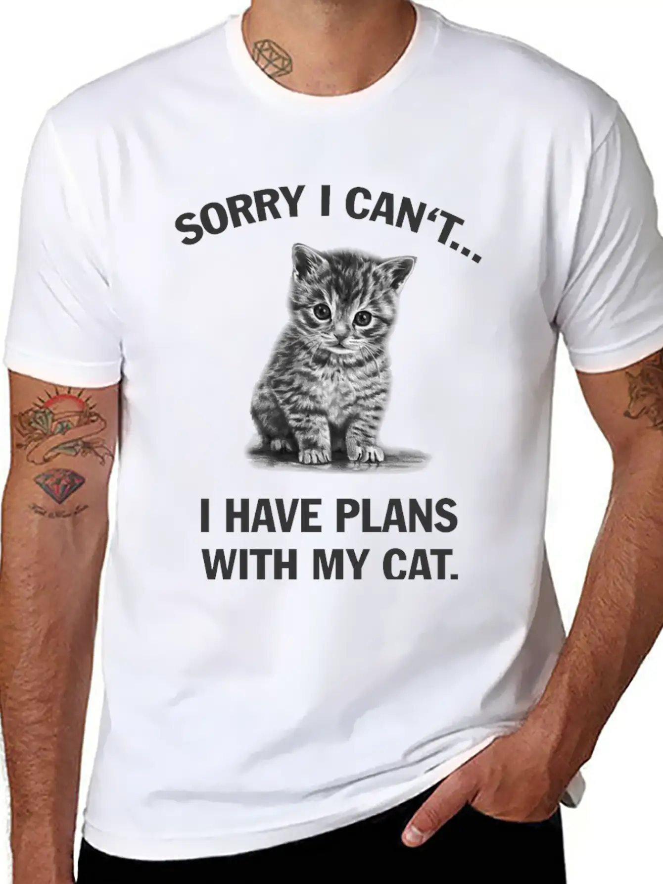Sorry I Can't I Have Plans With My Cat Unisex Casual T-Shirt – Clean Design For Daily Comfort