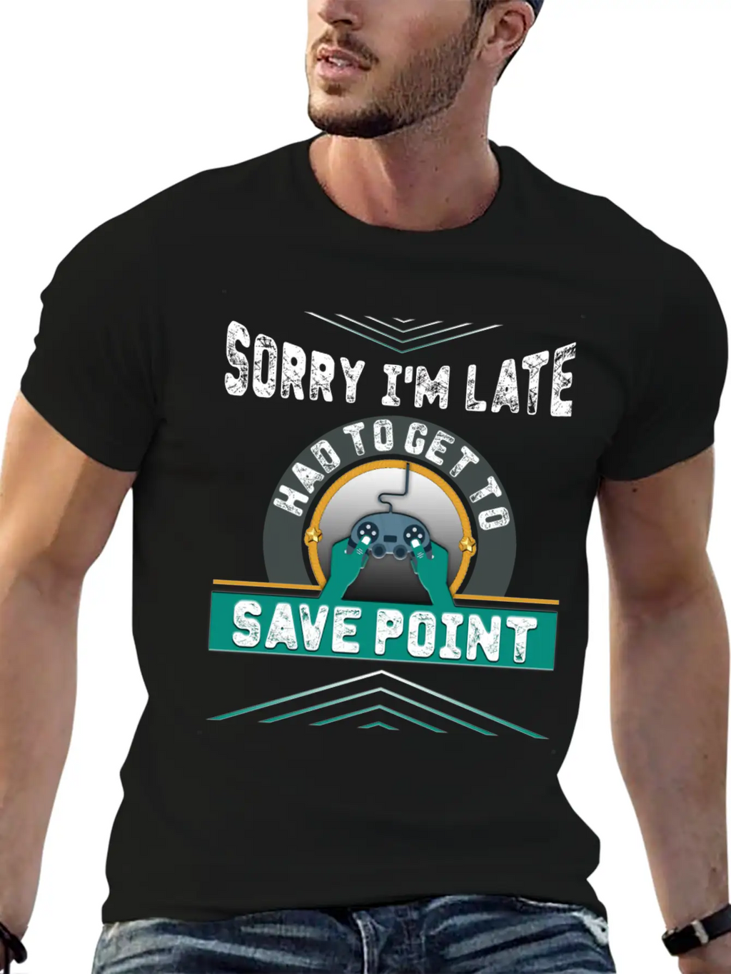 Sorry I M Late Had To Get To Save Point Copy Breathable Soft Cotton T-Shirt – Timeless Casual Look