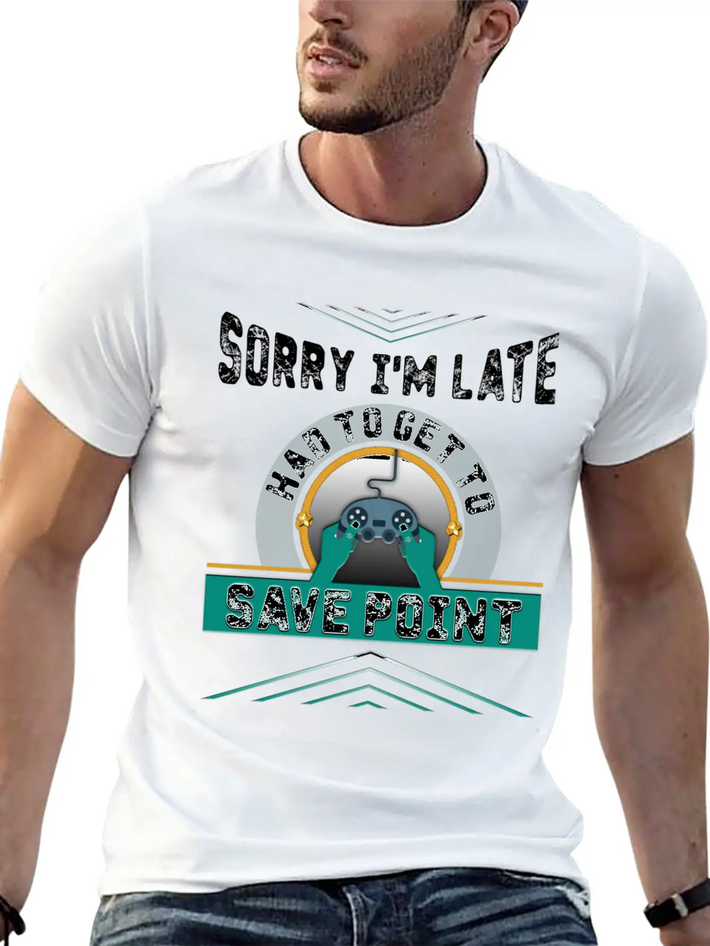 Sorry I M Late Had To Get To Save Point Copy Breathable Soft Cotton T-Shirt – Timeless Casual Look