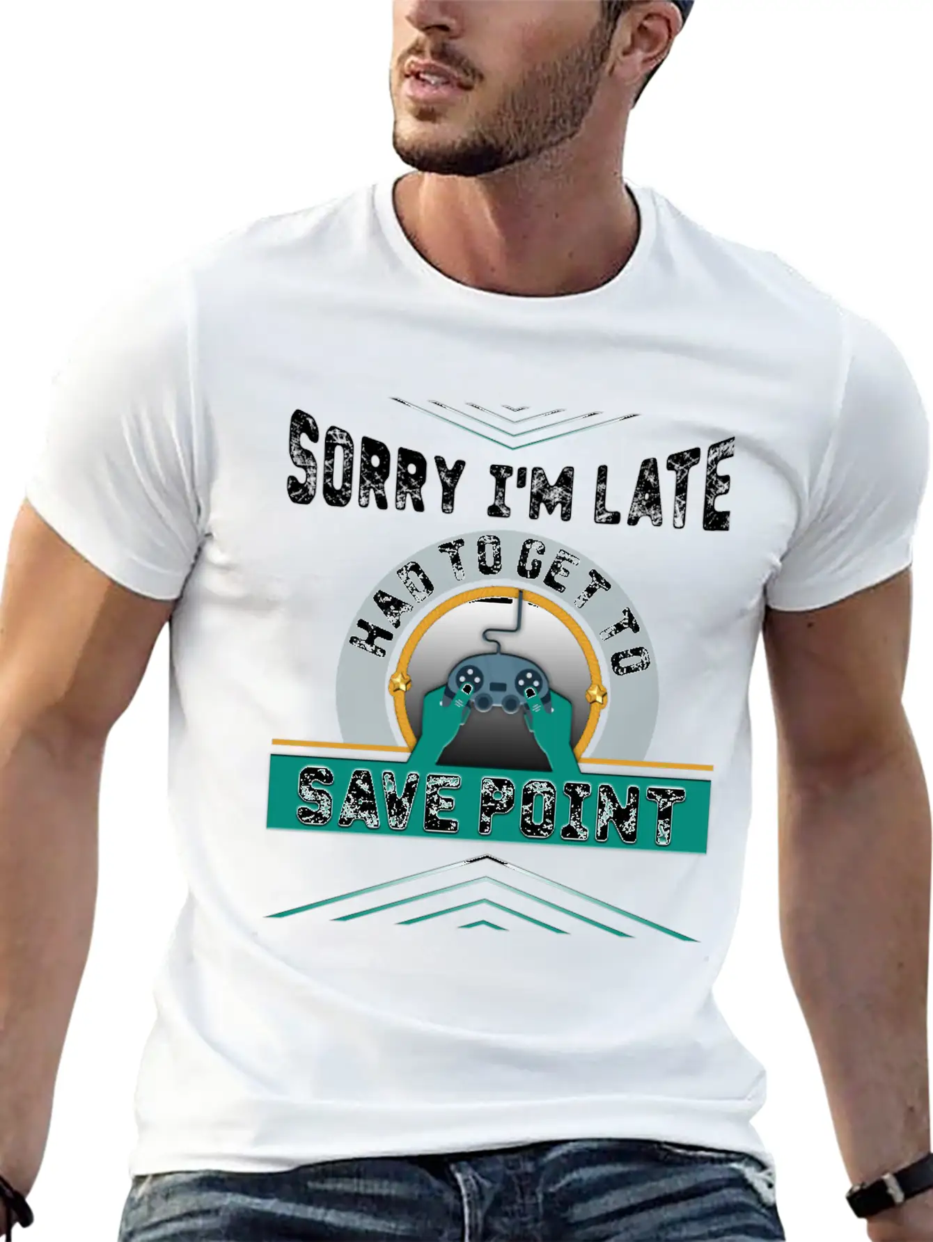 Sorry I M Late Had To Get To Save Point Copy Breathable Soft Cotton T-Shirt – Timeless Casual Look