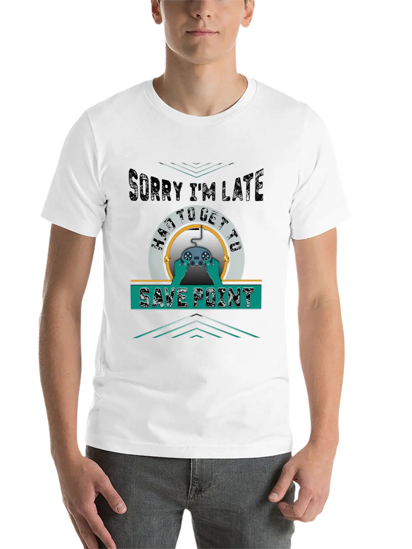 Sorry I M Late Had To Get To Save Point Copy Breathable Soft Cotton T-Shirt – Timeless Casual Look