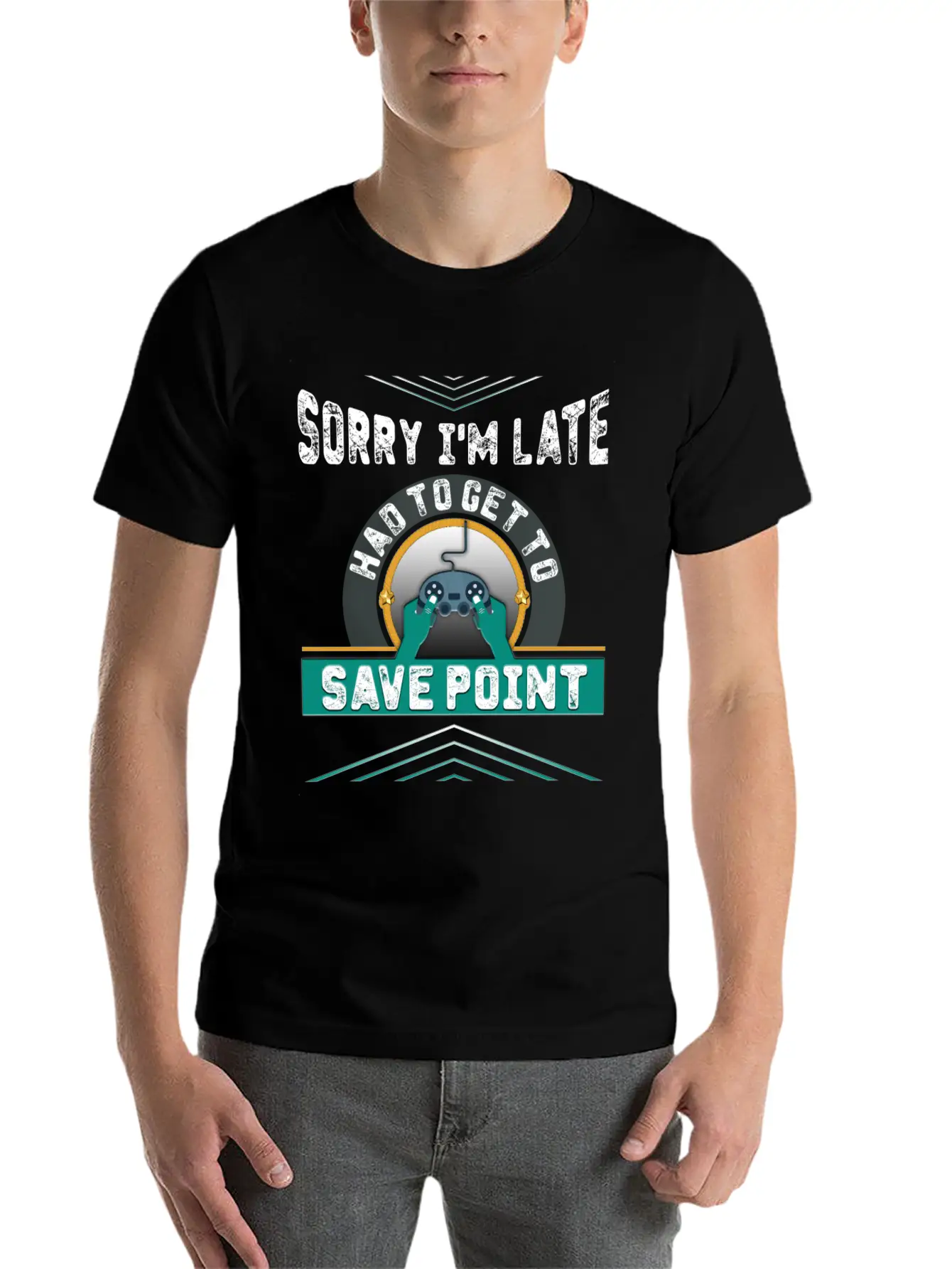 Sorry I M Late Had To Get To Save Point Copy Breathable Soft Cotton T-Shirt – Timeless Casual Look