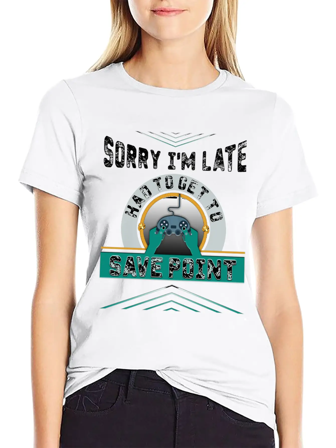 Sorry I M Late Had To Get To Save Point Copy Breathable Soft Cotton T-Shirt – Timeless Casual Look
