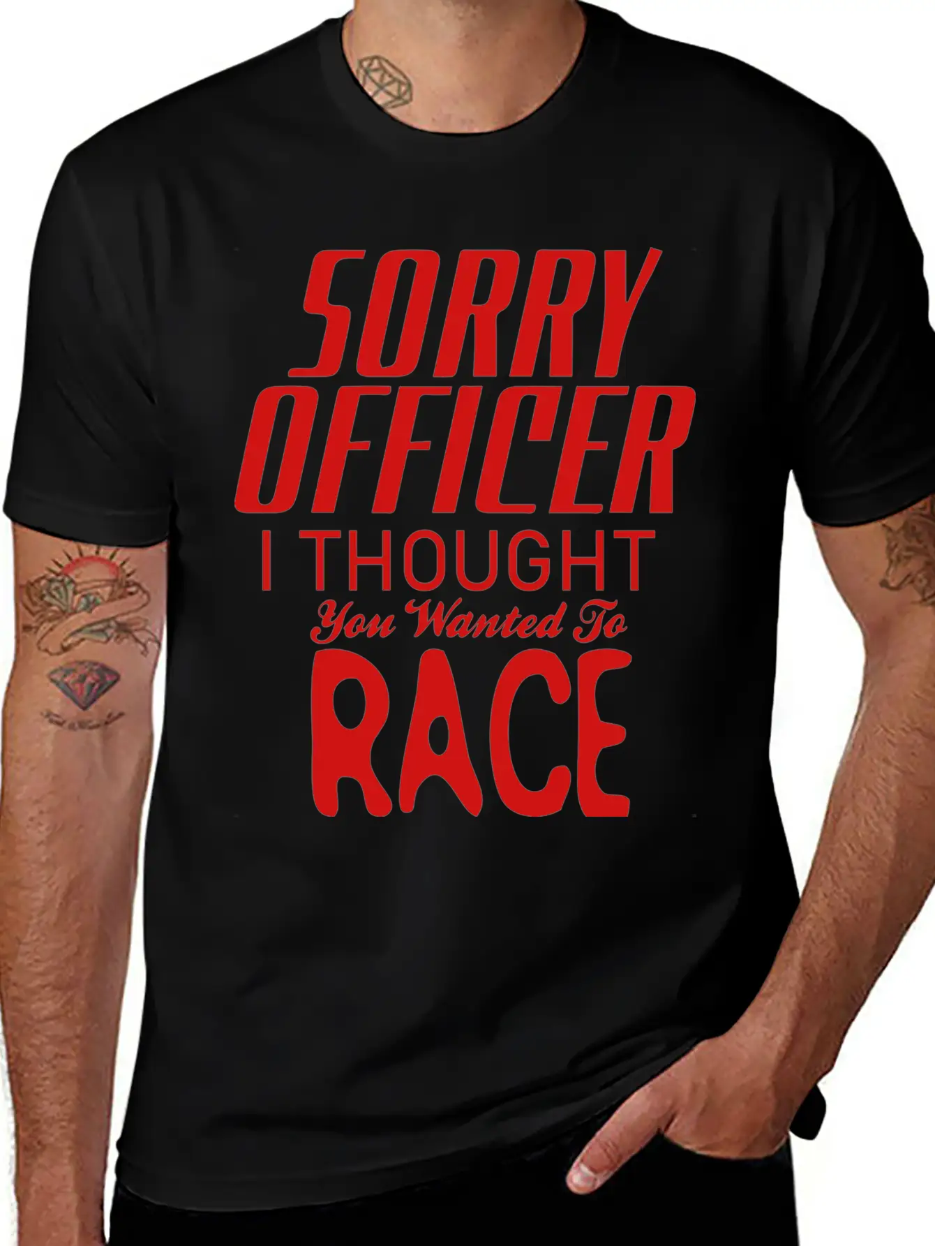 Sorry Officer I Thought You Wanted To Race Essential Cotton Tee For Daily Outfits – Unisex Style