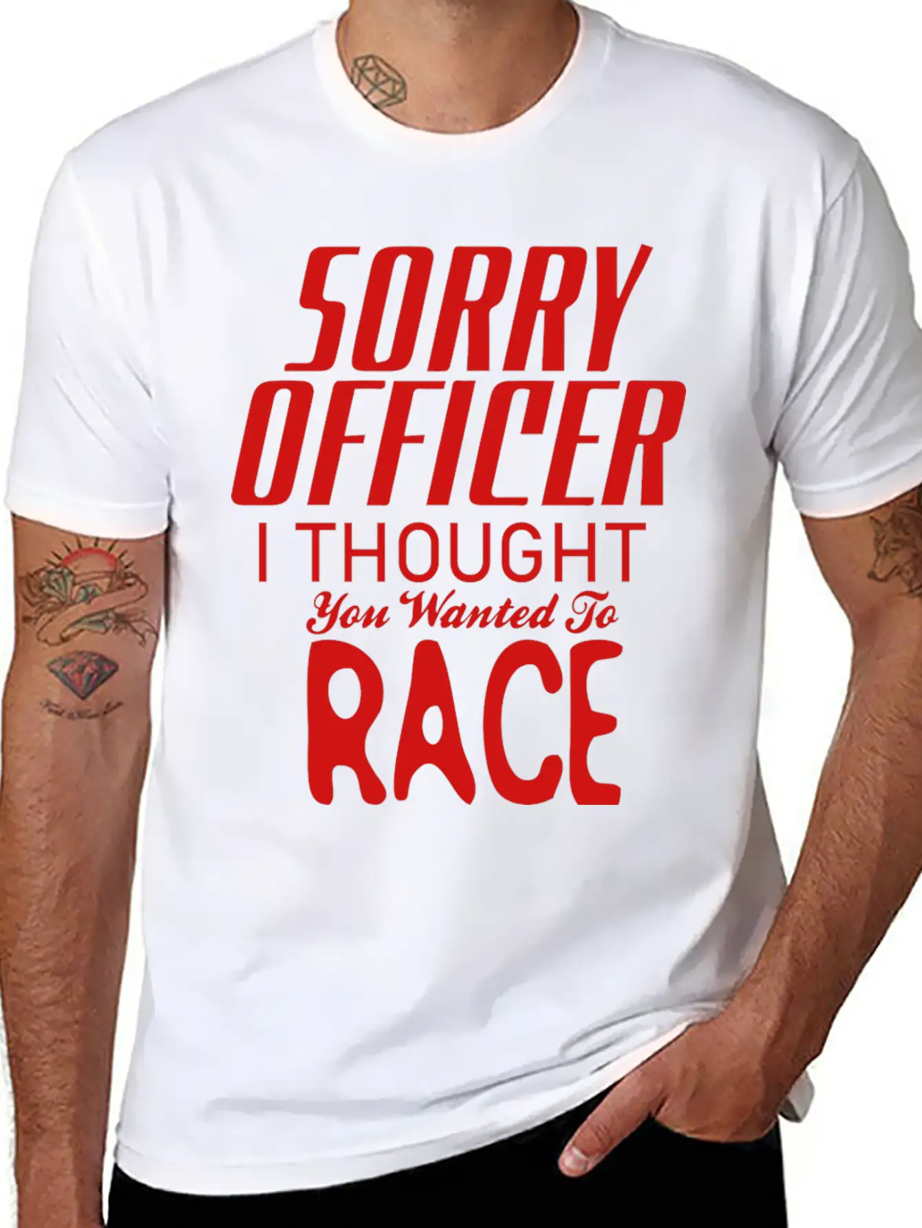 Sorry Officer I Thought You Wanted To Race Essential Cotton Tee For Daily Outfits – Unisex Style