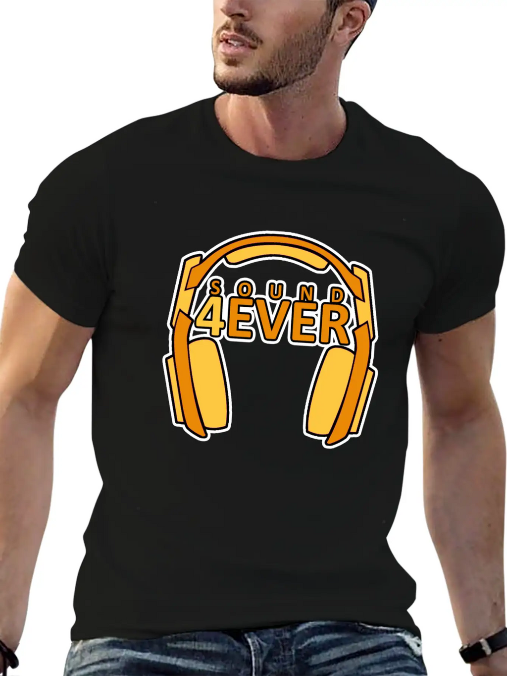 Sound 4 Ever Music Is Life Head Phones Basic Graphic T-Shirt – Daily Comfort In Soft Cotton