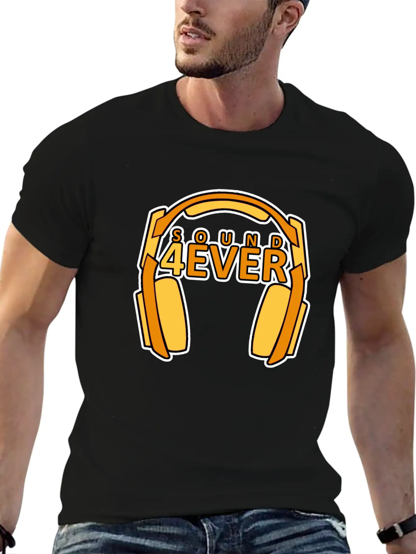 Sound 4 Ever Music Is Life Head Phones Basic Graphic T-Shirt – Daily Comfort In Soft Cotton