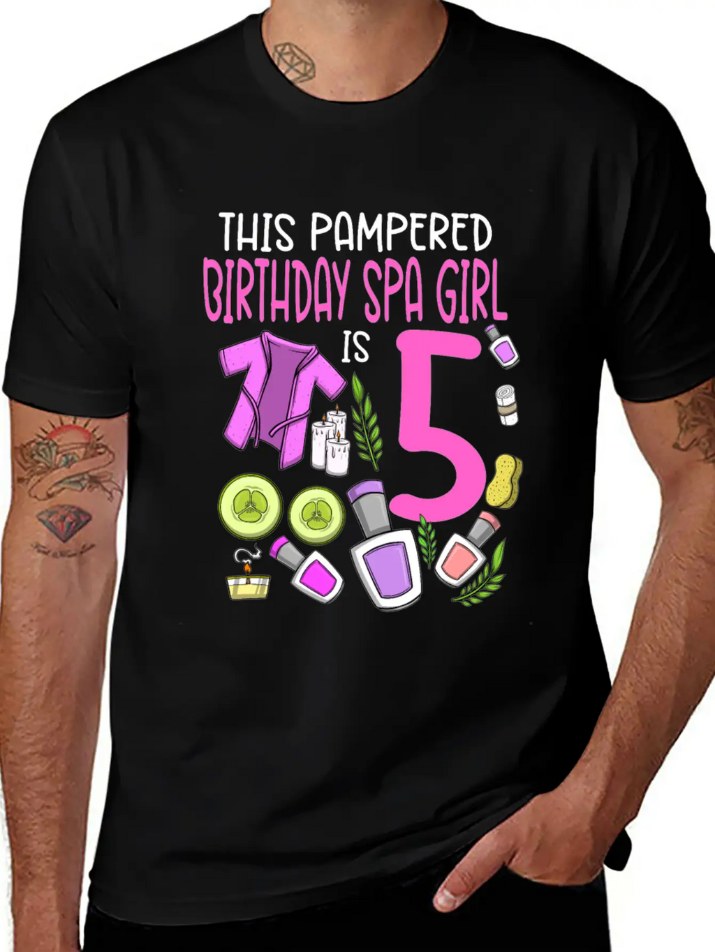 Spa Birthday For Girls 5th Spa Birthday Party Stylish Everyday T-Shirt – Unisex Basic Cotton Tee